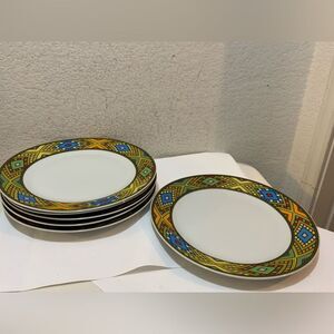 6 Ethiopian / Eritrean dinner plates  Art Fine Porcelain 10.75” G1